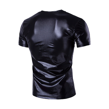 Men's V Neck Short Sleeve T-Shirts / Shiny Metallic Chic Solid Muscle Pollover T-Shirt - EVE's SECRETS